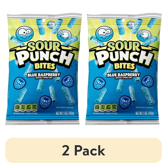 (2 pack) Sour Punch Bites, Blue Raspberry Candy, 5oz Bag