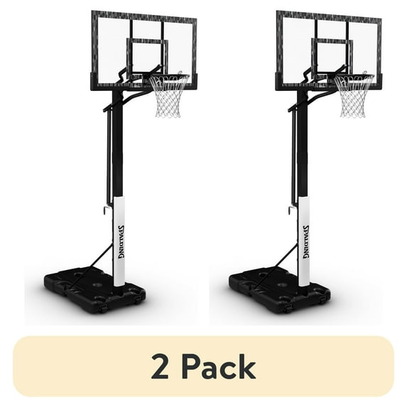 (2 pack) Spalding 60-Inch Portable Basketball Hoop with Acrylic Backboard, Screw Jack Lift & Arena Slam Rim-Outdoor Play