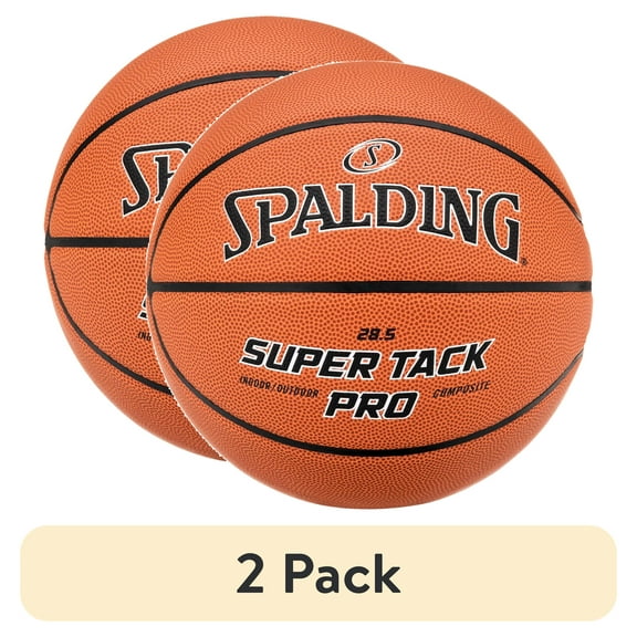 (2 pack) Spalding Super Tack Pro Composite Leather Basketball - Size 6, 28.5"