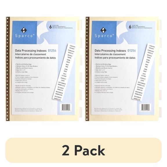(2 pack) Sparco, SPR01256, Data Indexes with Insertable Tabs, 6 / Set