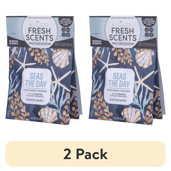 (2 pack) Seas the Day - Fresh Scents 2 Pack scented sachet - Small Places Collection