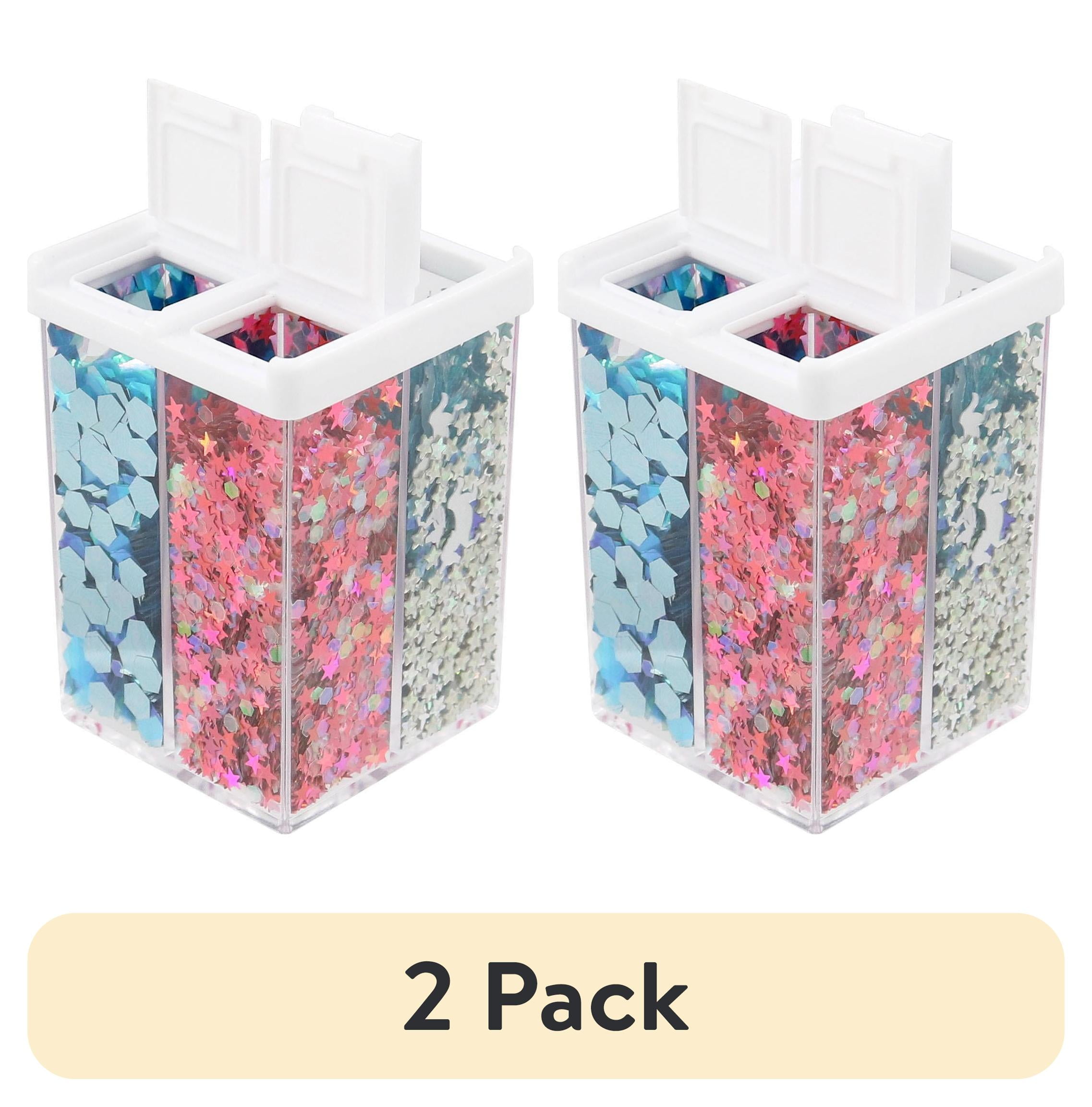 (2 pack) Sparkling Confetti-Style Glitter Shapes, 4-Compartment Canister, 1.92 oz, Hello Hobby, Multi-color