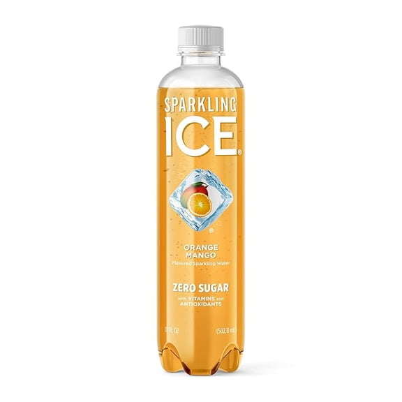 (2 pack) Sparkling Ice, Orange Mango Sparkling Water, Zero Sugar Flavored Water, with Antioxidants and Vitamins, 17 fl oz Bottle