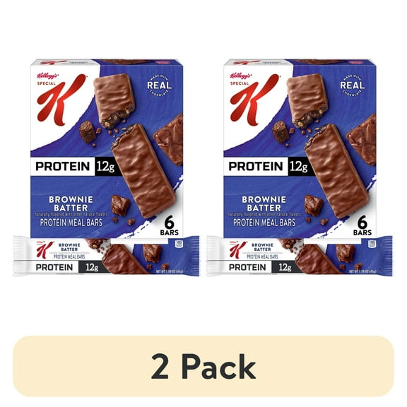 (2 pack) Special K Brownie Batter Chewy Protein Meal Bars, 12g Protein, 9.5 oz, 6 Count