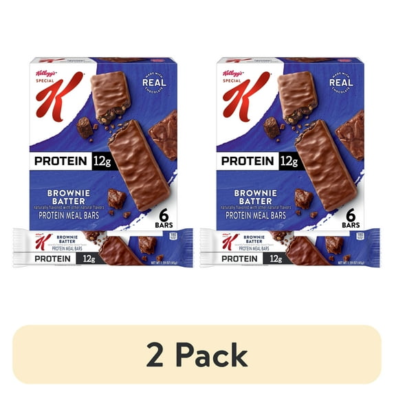 (2 pack) Special K Brownie Batter Chewy Protein Meal Bars, 12g Protein, 9.5 oz, 6 Count
