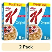 (2 pack) Special K Cold Breakfast Cereal, 11 Vitamins and Minerals, 13g Protein, Family Size, Original, 18oz Box (1 Box)