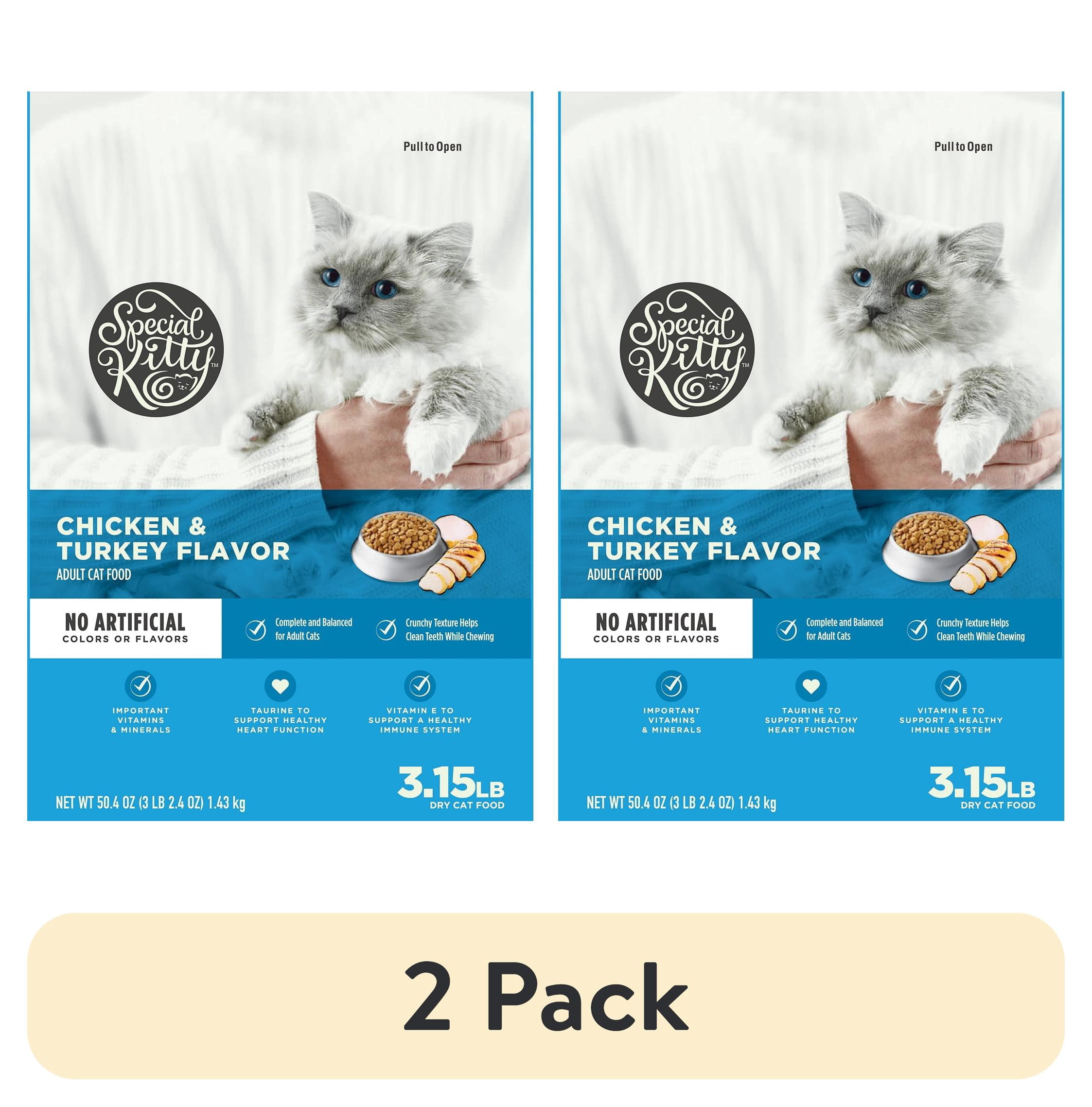 (2 pack) Special Kitty Complete Nutrition Chicken & Turkey Flavor Dry Cat Food, 3.15 lb Bag