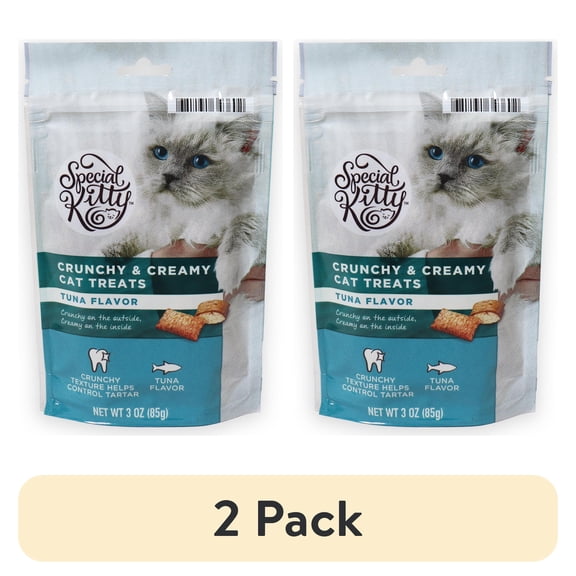 (2 pack) Special Kitty Crunchy and Creamy Cat Treats Tuna Flavor, 3 oz