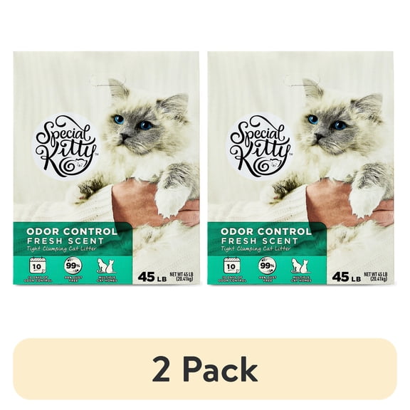 (2 pack) Special Kitty Clumping Clay Cat Litter, Fresh Scent, 45 lbs Box