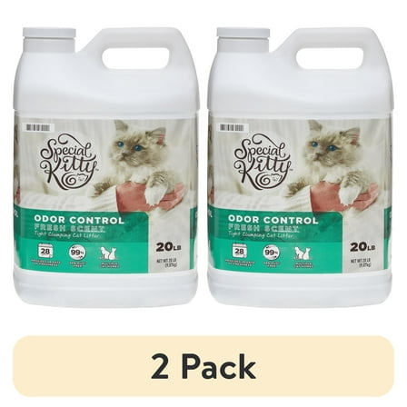 (2 pack) Special Kitty Scoopable Tight Clumping Cat Litter, Fresh Scent, 20 lb