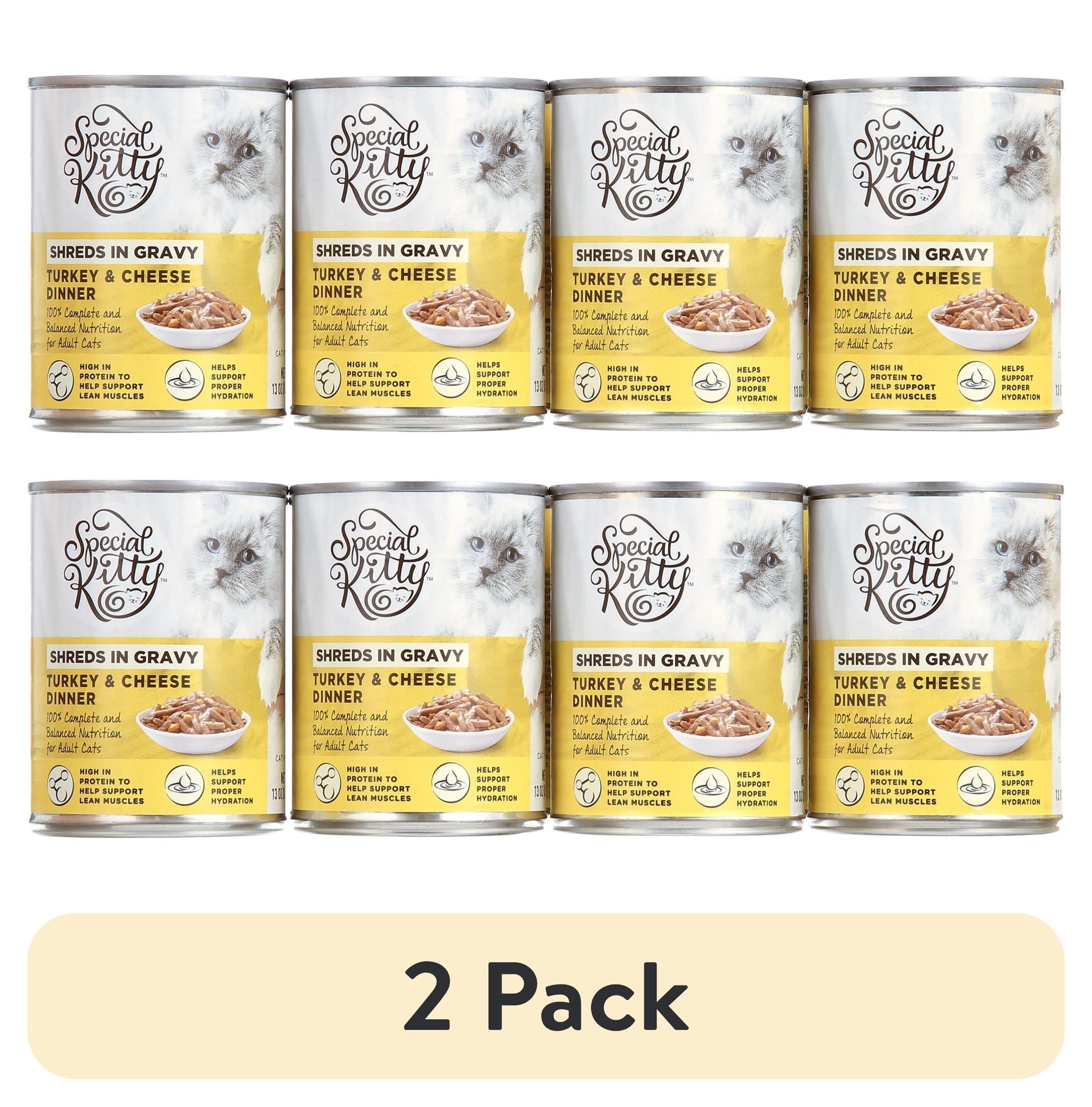 (2 pack) Special Kitty Turkey & Cheese Dinner Shreds in Gravy Wet Cat Food, 13 oz Cans (12 Pack)