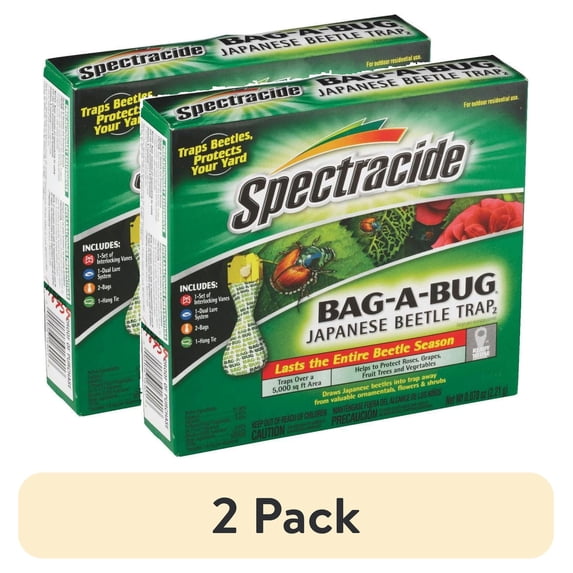 (2 pack) Spectracide Bag-A-Bug Japanese Beetle Trap, Dual Lure System