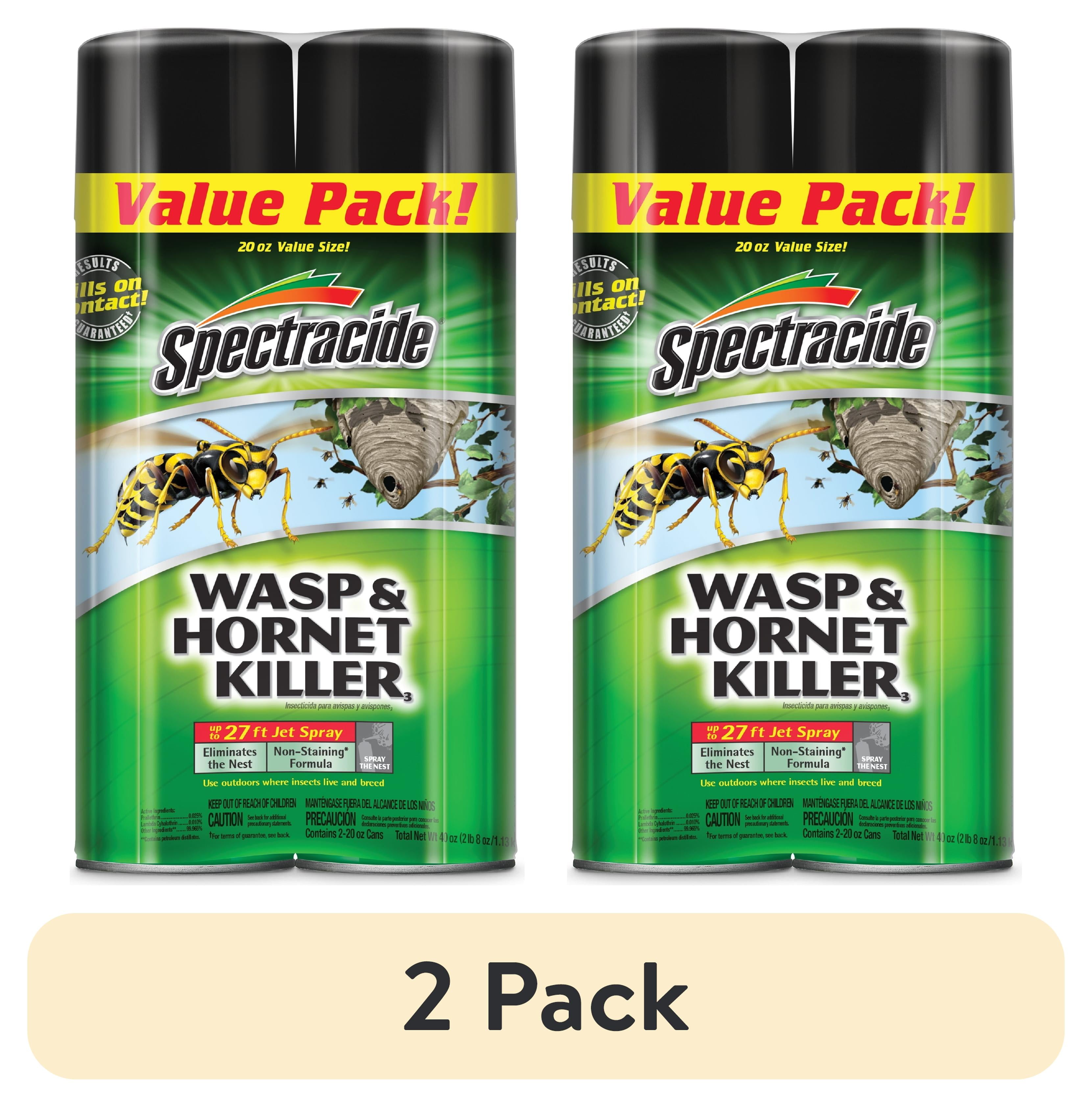 (2 pack) Spectracide Wasp & Hornet Killer Aerosol, Twin Pack, 20 Ounces