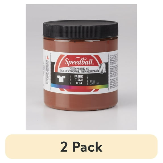 (2 pack) Speedball 8 oz. Fabric Screen Printing Ink Brown