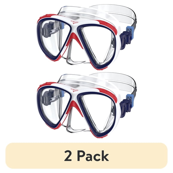 (2 pack) Speedo Adult Pilot Swimming Mask, Soft Fit with Anti‑Fog and UV Protection, Ages 12+