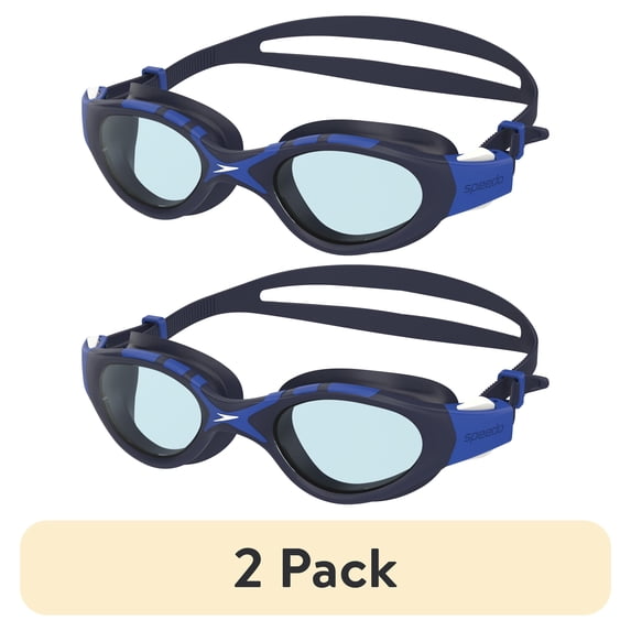 (2 pack) Speedo Adult Seabreeze Swim Goggle, Soft Fit with Anti‑Fog and UV Protection, Ages 12+