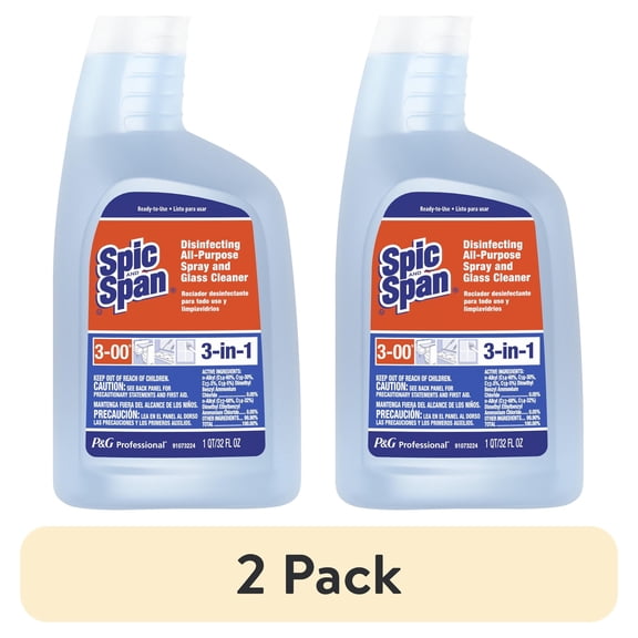 (2 pack) Spic and Span Disinfecting All-Purpose Cleaner Spray & Glass Cleaner, 32 oz