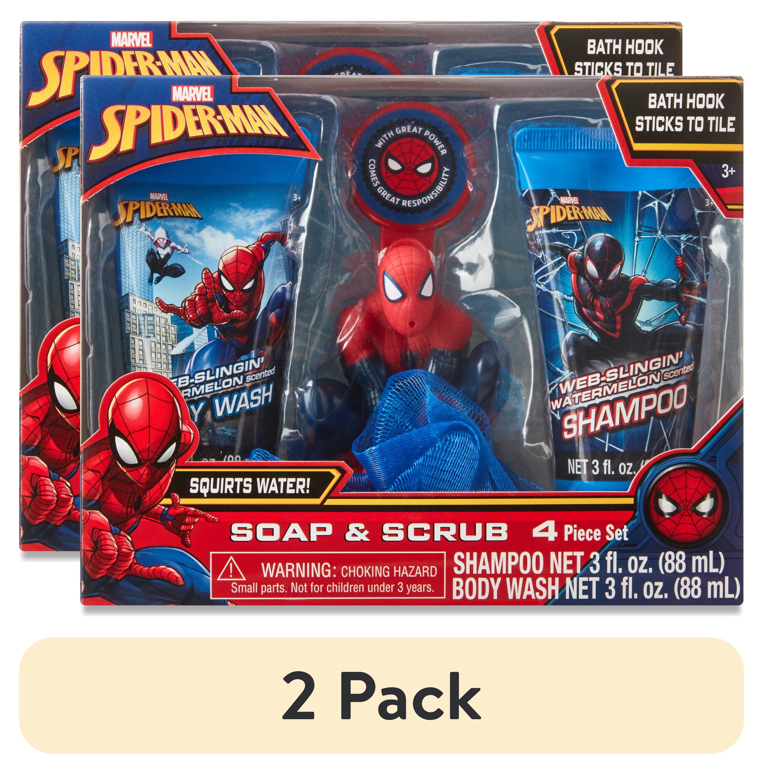 (2 pack) Spiderman Soap and Scrub Set, 3 Pieces, Watermelon Scented, Age 3+
