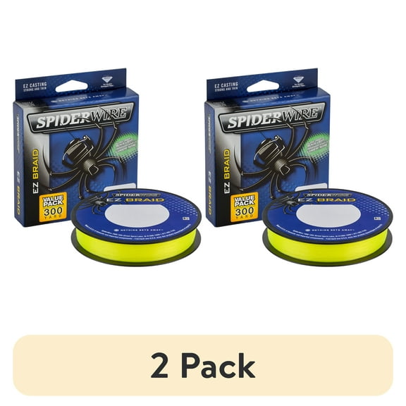 (2 pack) SpiderWire EZ Braid Fishing Line, Hi-Vis Yellow, 30 lb Test Strength, 300 yd