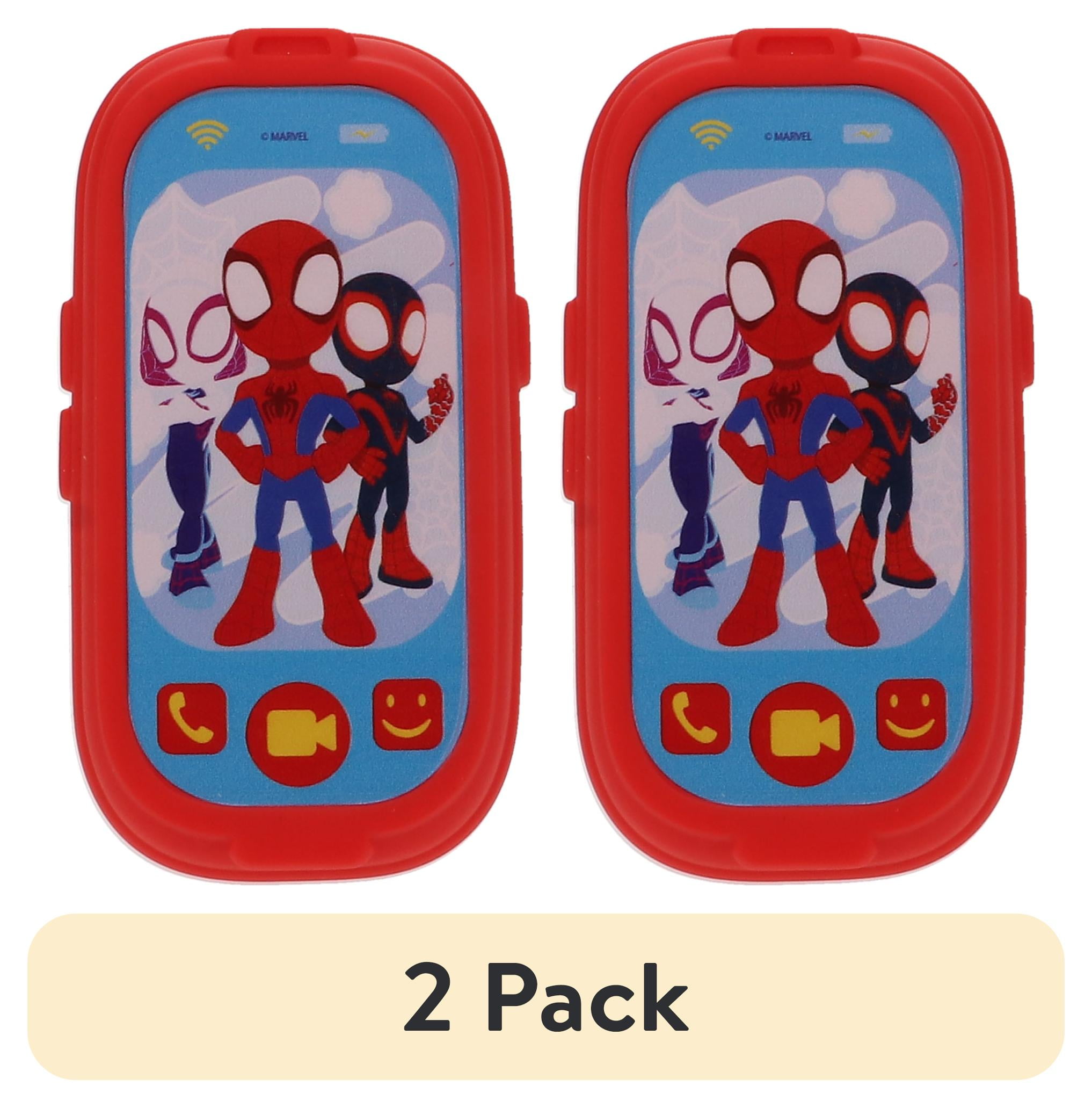 (2 pack) Spidey and His Amazing Friends Light Up Bath Squirter Cell Phone for Toddlers