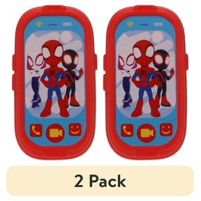 (2 pack) Spidey and His Amazing Friends Light Up Bath Squirter Cell Phone for Toddlers
