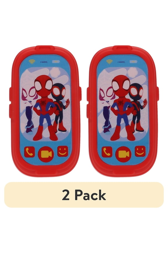 (2 pack) Spidey and His Amazing Friends Light Up Bath Squirter Cell Phone for Toddlers