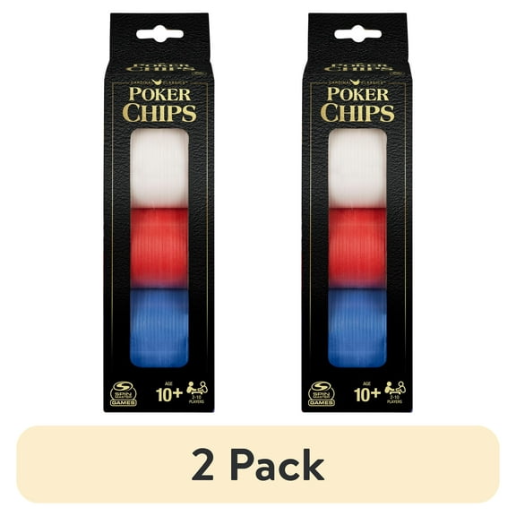 (2 pack) Spin Master Games, Plastic Poker Chips Set for Ages 8 and up (100 Piece Count)