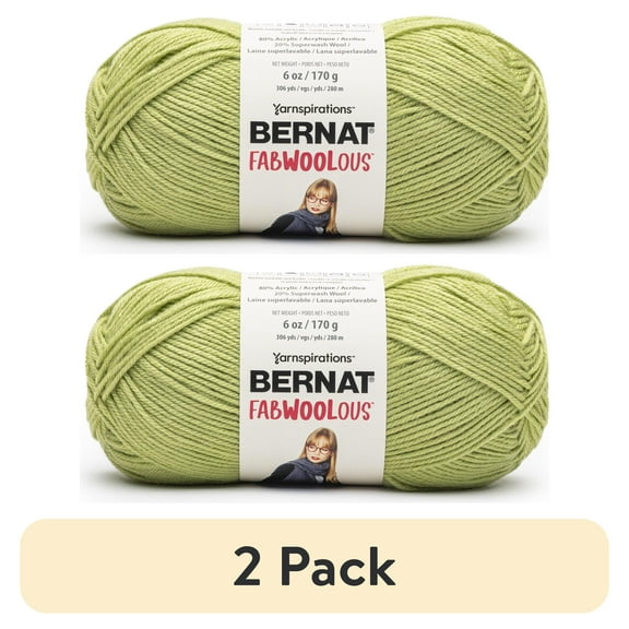 (2 pack) Spinrite Bernat Fabwoolous Yarn-Lime