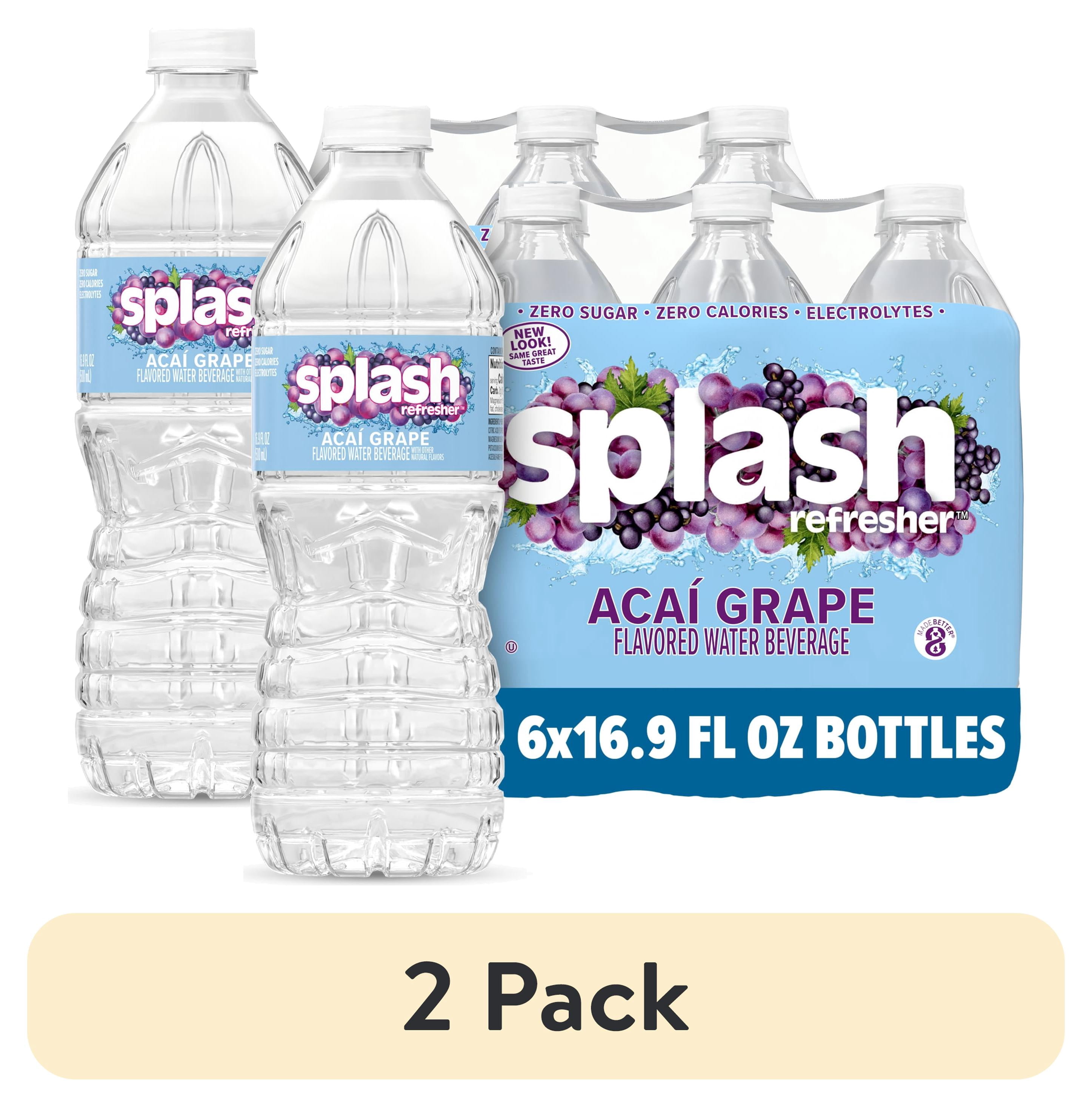(2 pack) Splash Blast Acai Grape Flavored Water, 16.9 fl oz, 6-pack Plastic Bottles