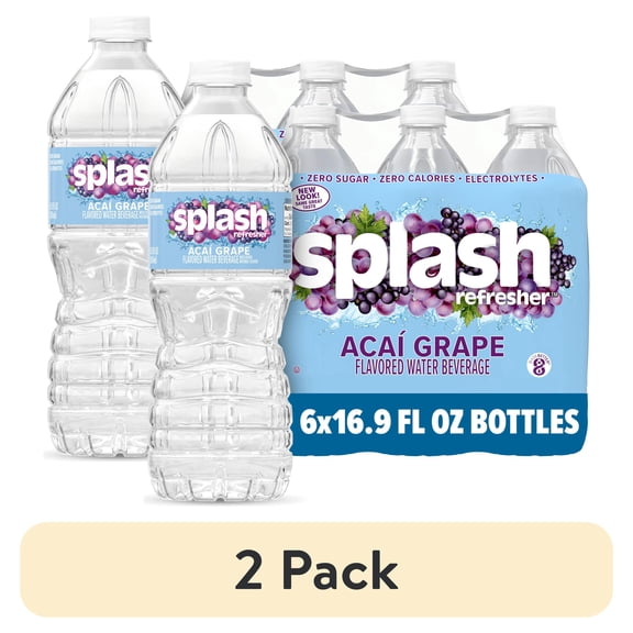 (2 pack) Splash Blast Acai Grape Flavored Water, 16.9 fl oz, 6-pack Plastic Bottles