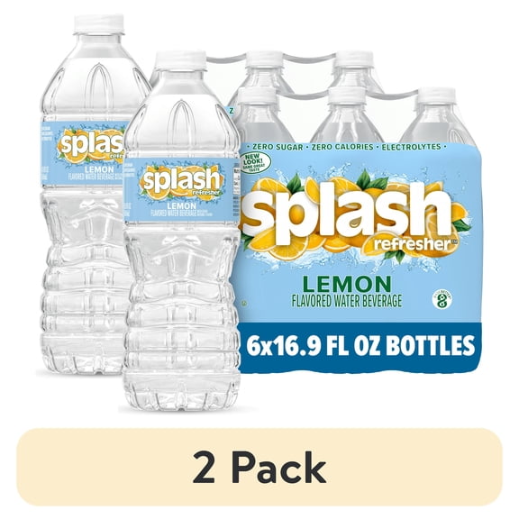 (2 pack) Splash Blast Lemon Flavored Water, 16.9 fl oz, 6-pack Plastic Bottles