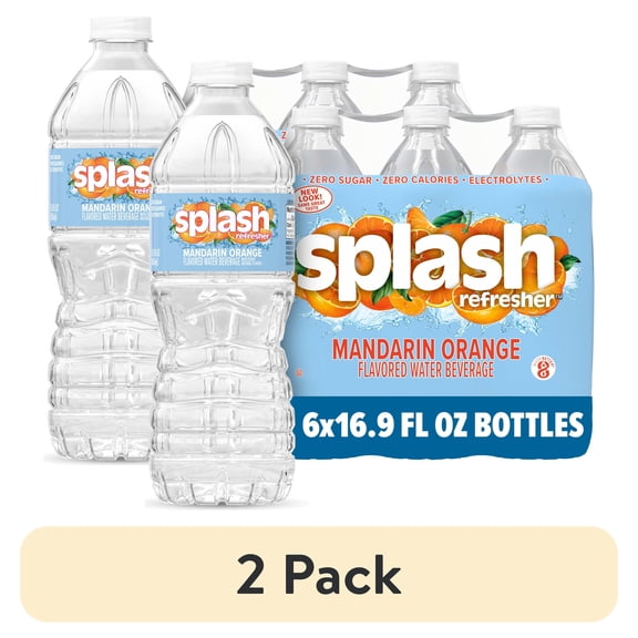 (2 pack) Splash Blast Mandarin Orange Flavored Water, 16.9 fl oz, 6-pack Plastic Bottles
