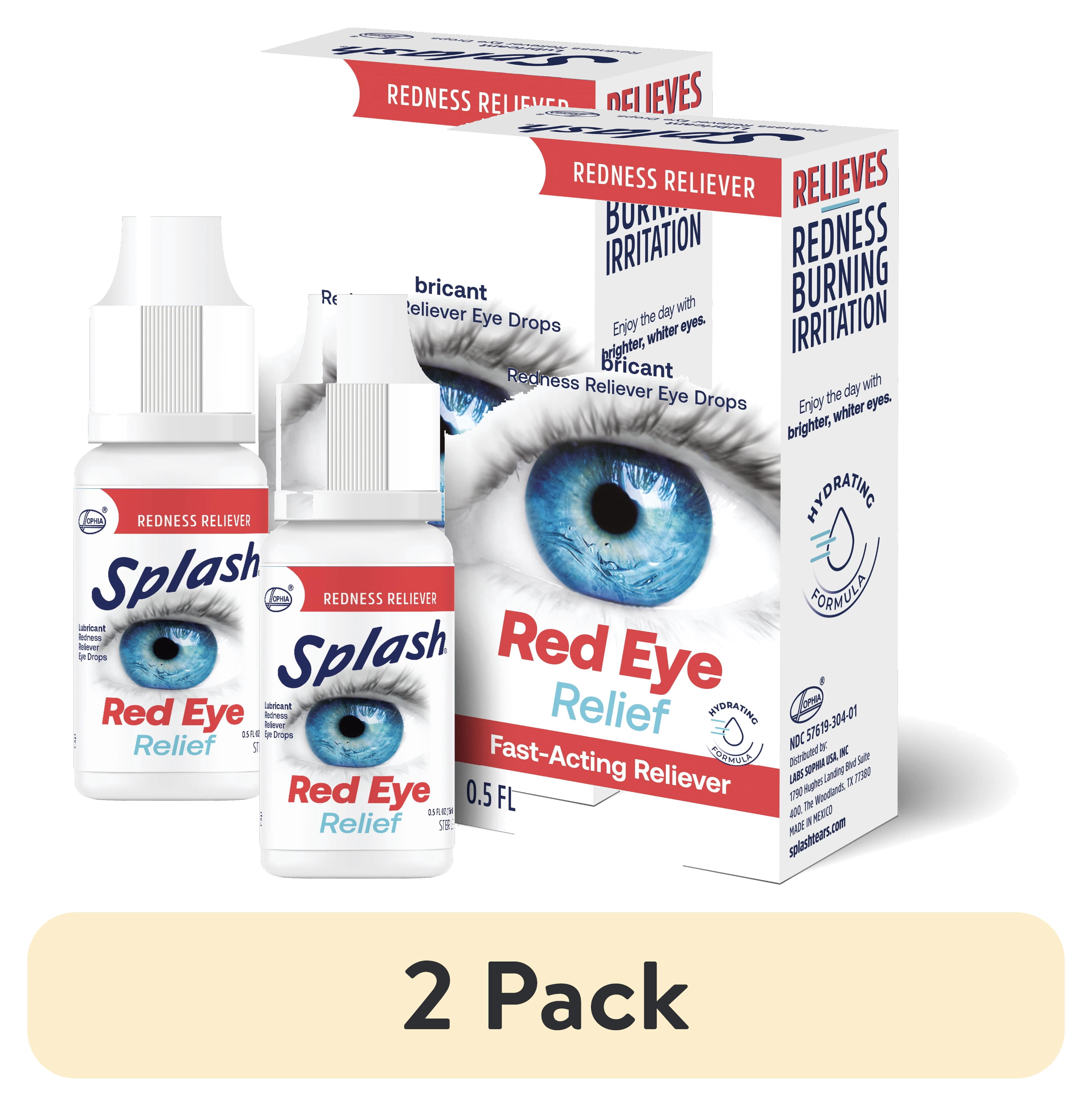 (2 pack) Splash Redness Reliever Drops for Fast-Acting Whiter Eyes, Hydrating Formula, Daily Use 0.5 Fl Oz