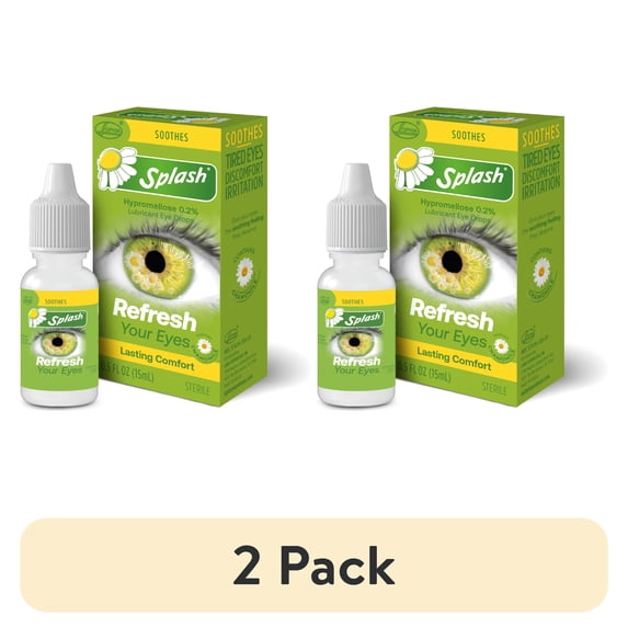 (2 pack) Splash Refresh Soothing Eyes Drops For Tired Eyes, Contains Chamomile, Daily Use 0.5 Fl Oz