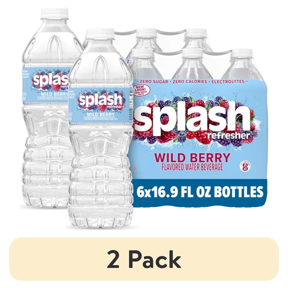 (2 pack) Splash Blast Wild Berry Flavored Water, 16.9 fl oz, 6-pack Plastic Bottles