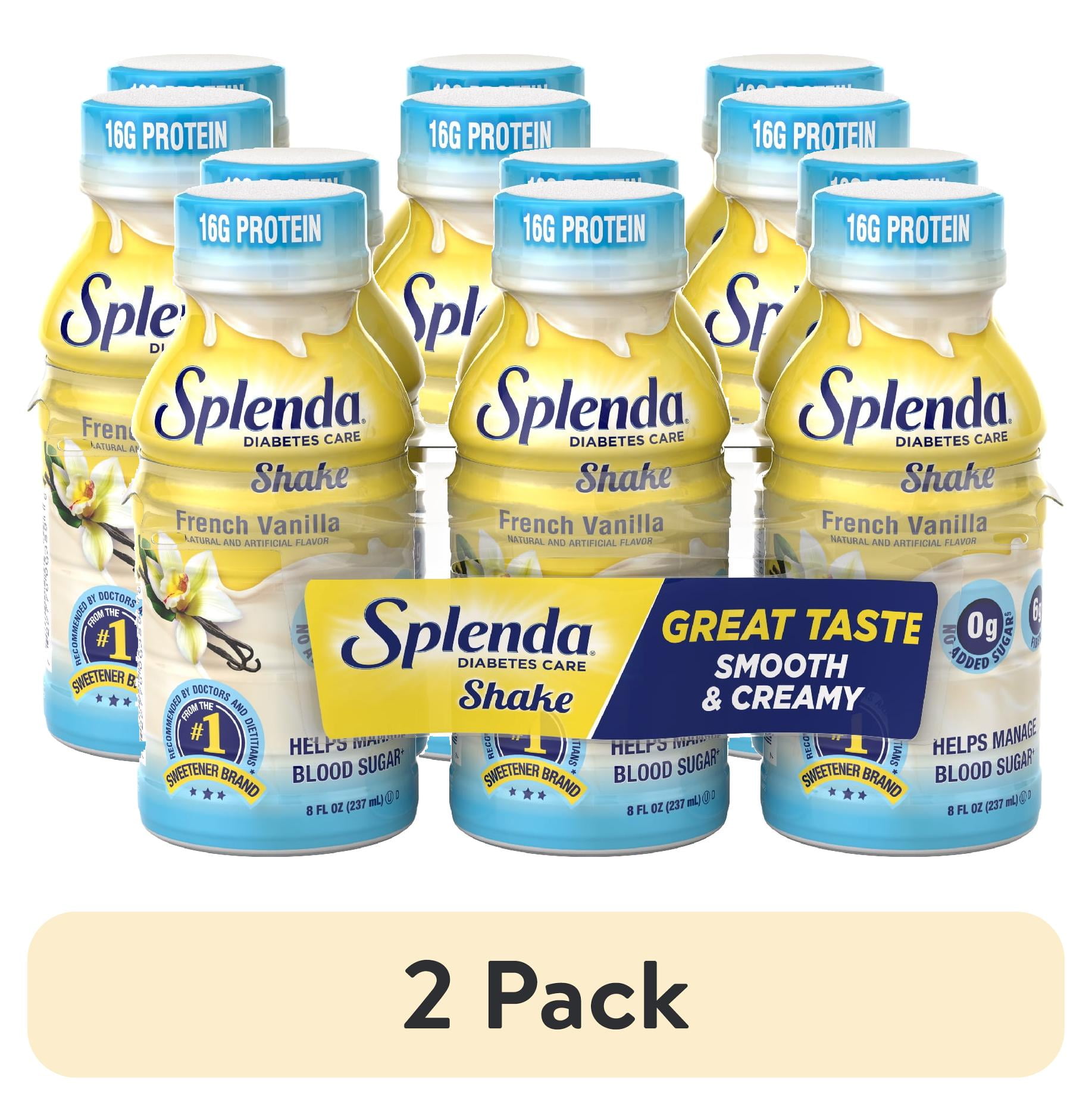 (2 pack) Splenda Diabetes Care Shake, Meal Replacement to Help Manage Blood Sugar, French Vanilla, 8 oz, 6PK