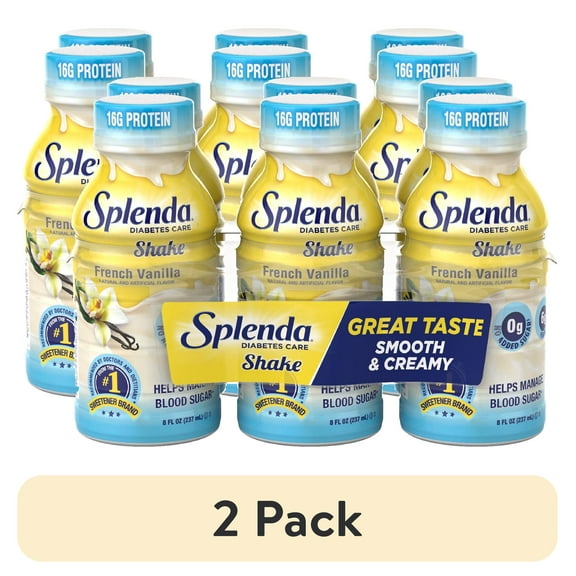 (2 pack) Splenda Diabetes Care Shake, Meal Replacement to Help Manage Blood Sugar, French Vanilla, 8 oz, 6PK
