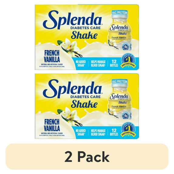 (2 pack) Splenda Diabetic Protein Shakes, Helps Manage Blood Sugar, French Vanilla, 8oz, 12 Pack