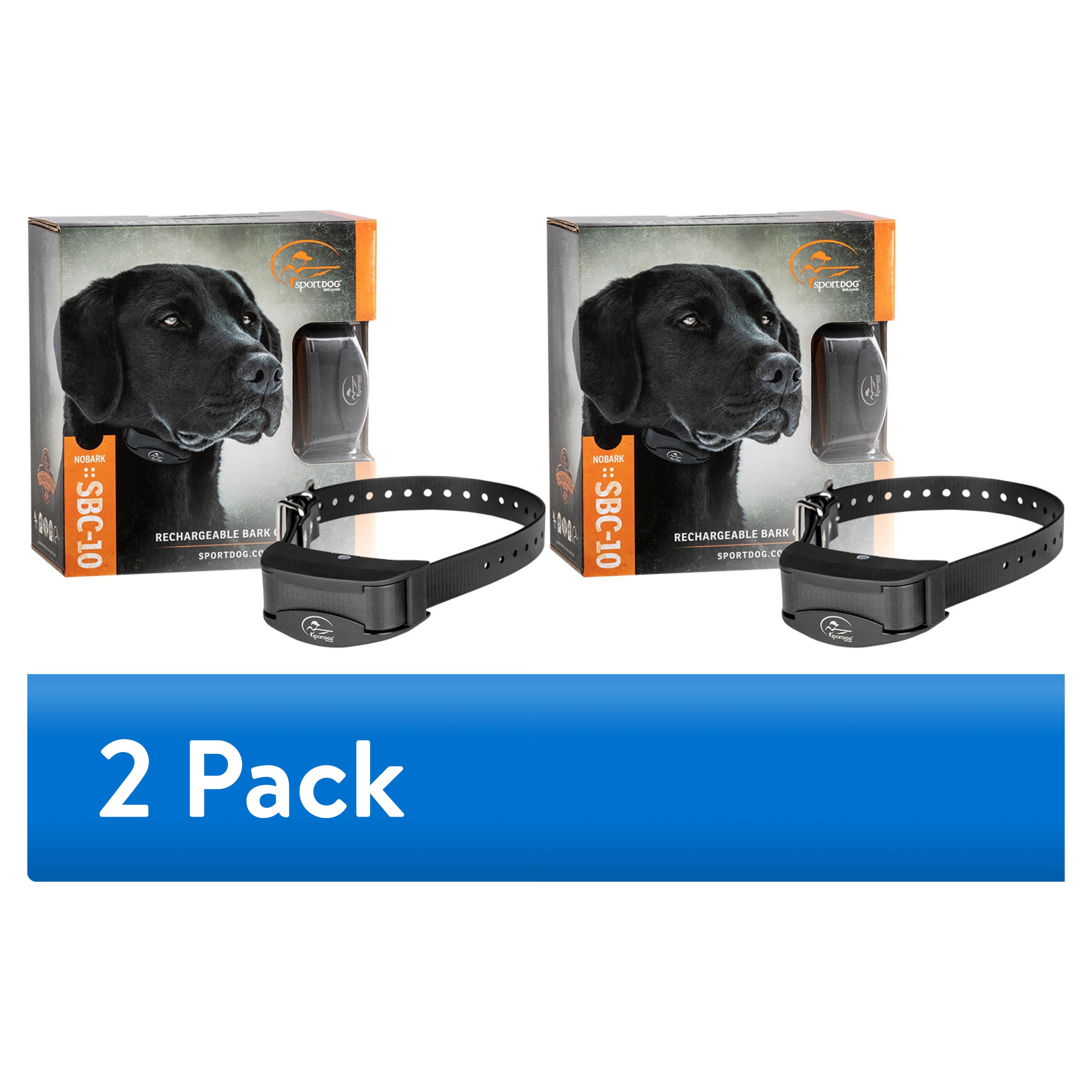 (2 pack) SportDOG Brand NoBark 10 Collar - Rechargeable Bark Collar, Waterproof, Black