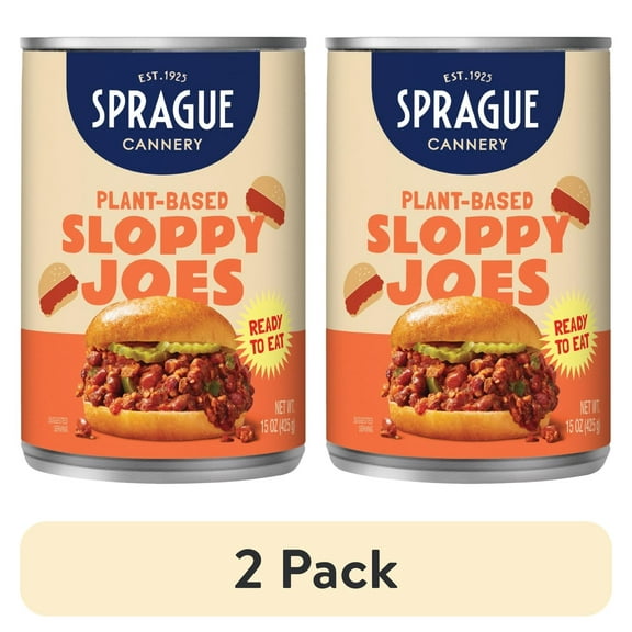 (2 pack) Sprague Foods Brand - Vegan Sloppy Joes, Just Heat and Eat, Preservative Free, Easy Open 15oz Can