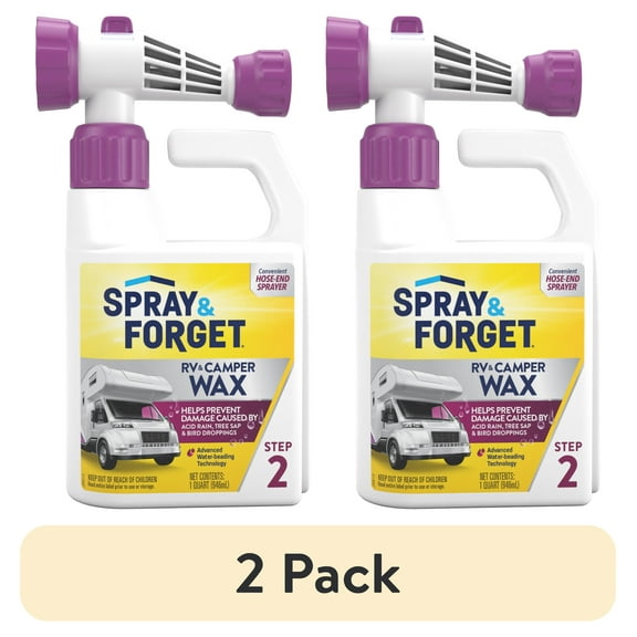 (2 pack) Spray & Forget RV & Camper Wax with Hose End Adapter, 32 oz.