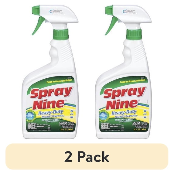 (2 pack) Spray Nine Heavy Duty Cleaner, Degreaser & Disinfectant for Kitchens, Bathrooms, Yard Equipment, Automotive & Industrial 32 Fl Oz. (Pack of 1) - 26811