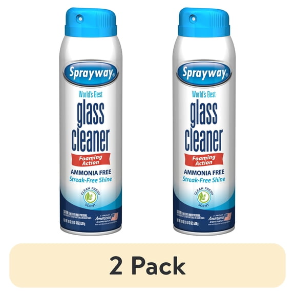 (2 pack) Sprayway Glass Cleaner With Twist & Lock Cap, Ammonia-Free, 19 oz, Streak-Free Foaming Action