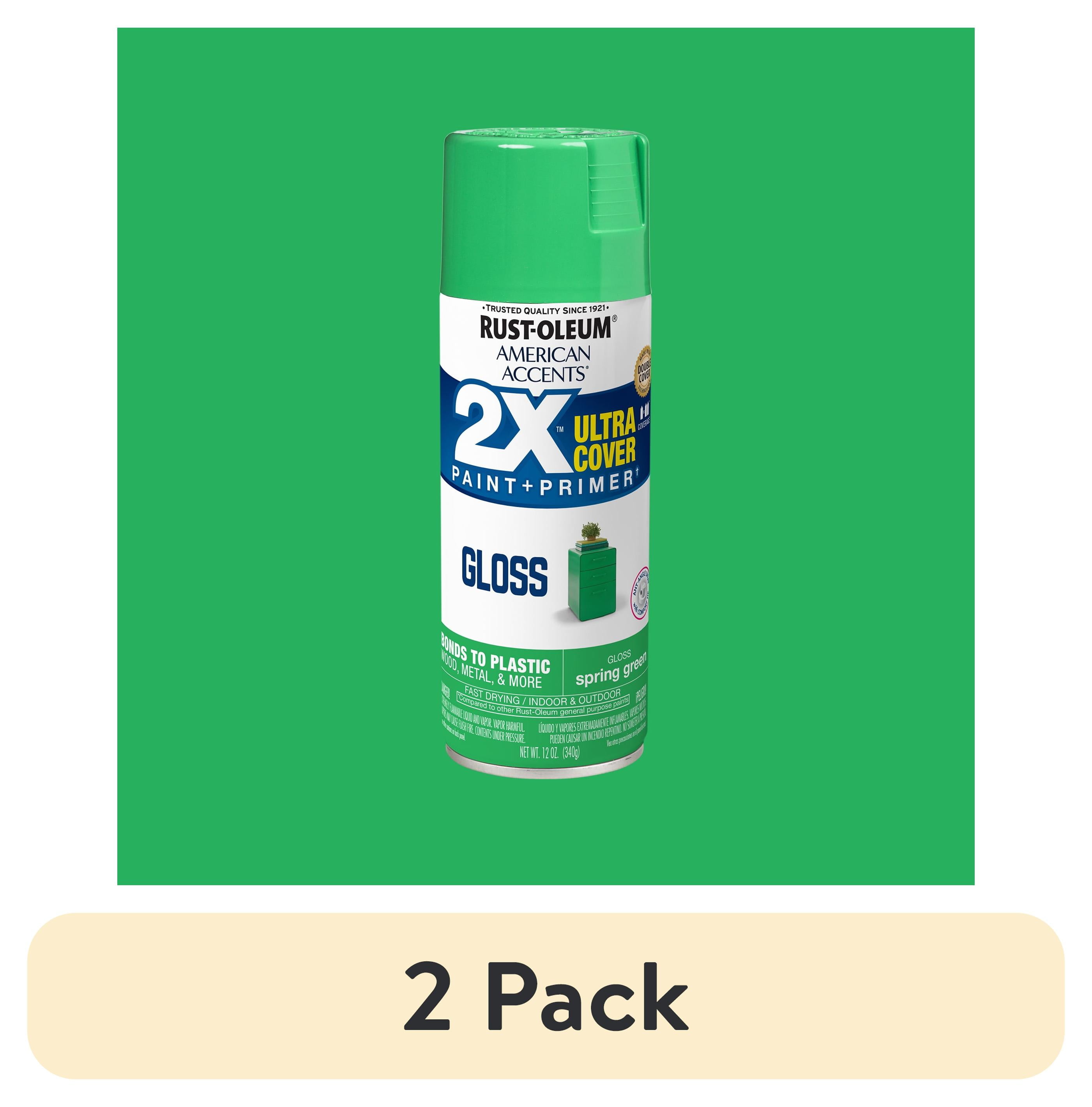 (2 pack) Spring Green, Rust-Oleum American Accents 2X Ultra Cover Gloss Spray Paint-327888, 12 oz