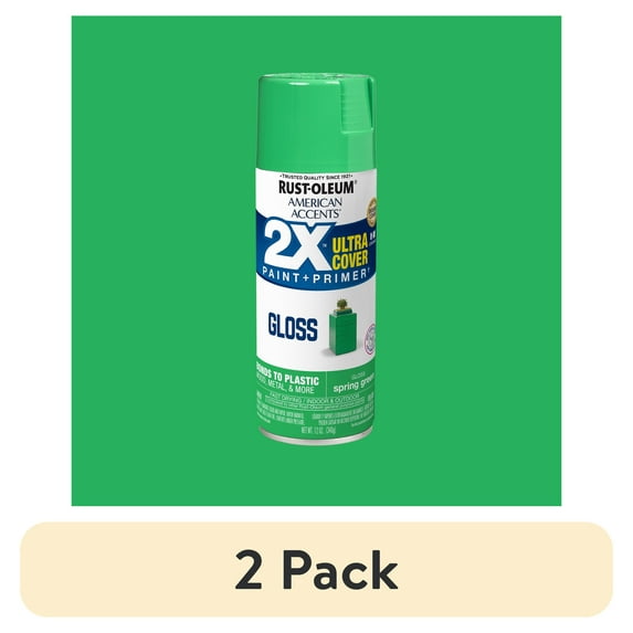 (2 pack) Spring Green, Rust-Oleum American Accents 2X Ultra Cover Gloss Spray Paint-327888, 12 oz
