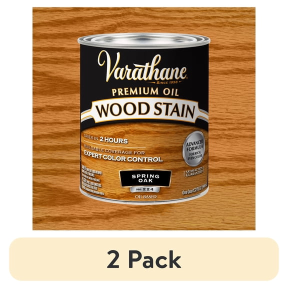 (2 pack) Spring Oak, Varathane Premium Oil-Based Interior Wood Stain-211715H, Quart