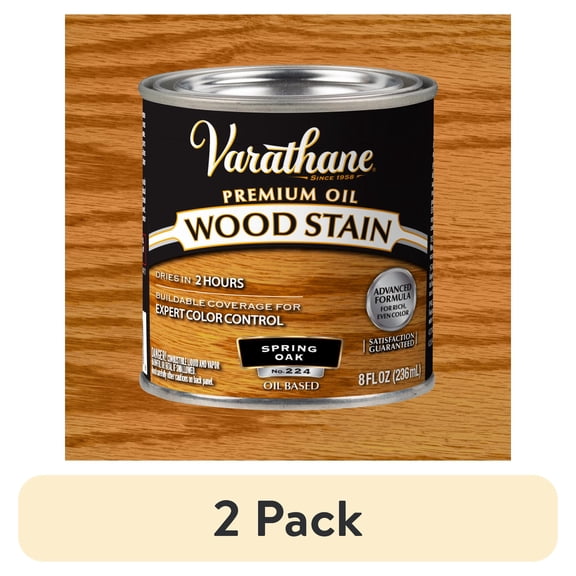 (2 pack) Spring Oak, Varathane Premium Oil-Based Interior Wood Stain-211792, Half Pint