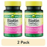 (2 pack) Spring Valley Biotin Dietary Supplement Softgels for Hair/Skin/Nails Health, 1,000 mcg, 150 Count