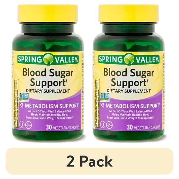 (2 pack) Spring Valley Blood Sugar Support Dietary Supplement Vegetarian Capsules, 30 Count