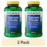 2 pack Spring Valley Calcium Citrate Dietary Supplement Tablets for Bone Health, 600 mg, 300 Count